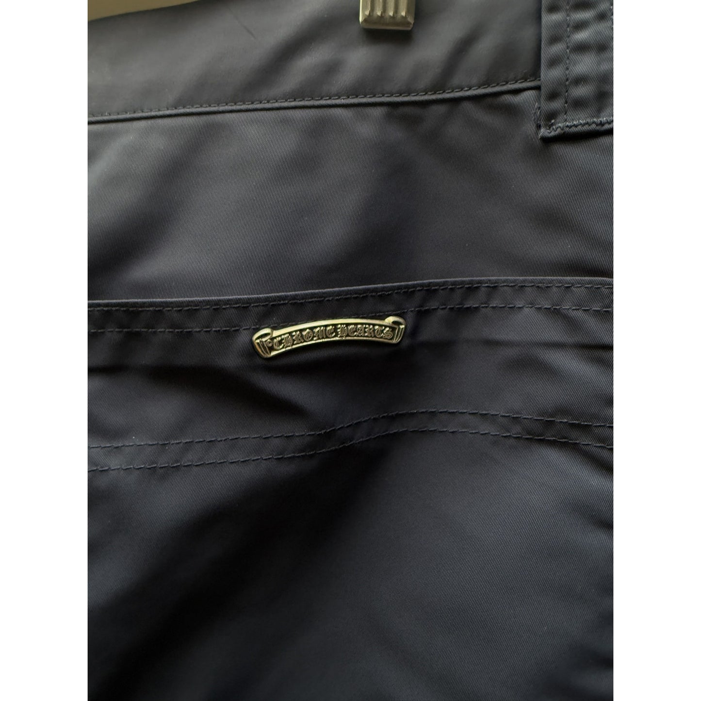 Chrome hearts Leather double knee shorts sz 34 yellow patch