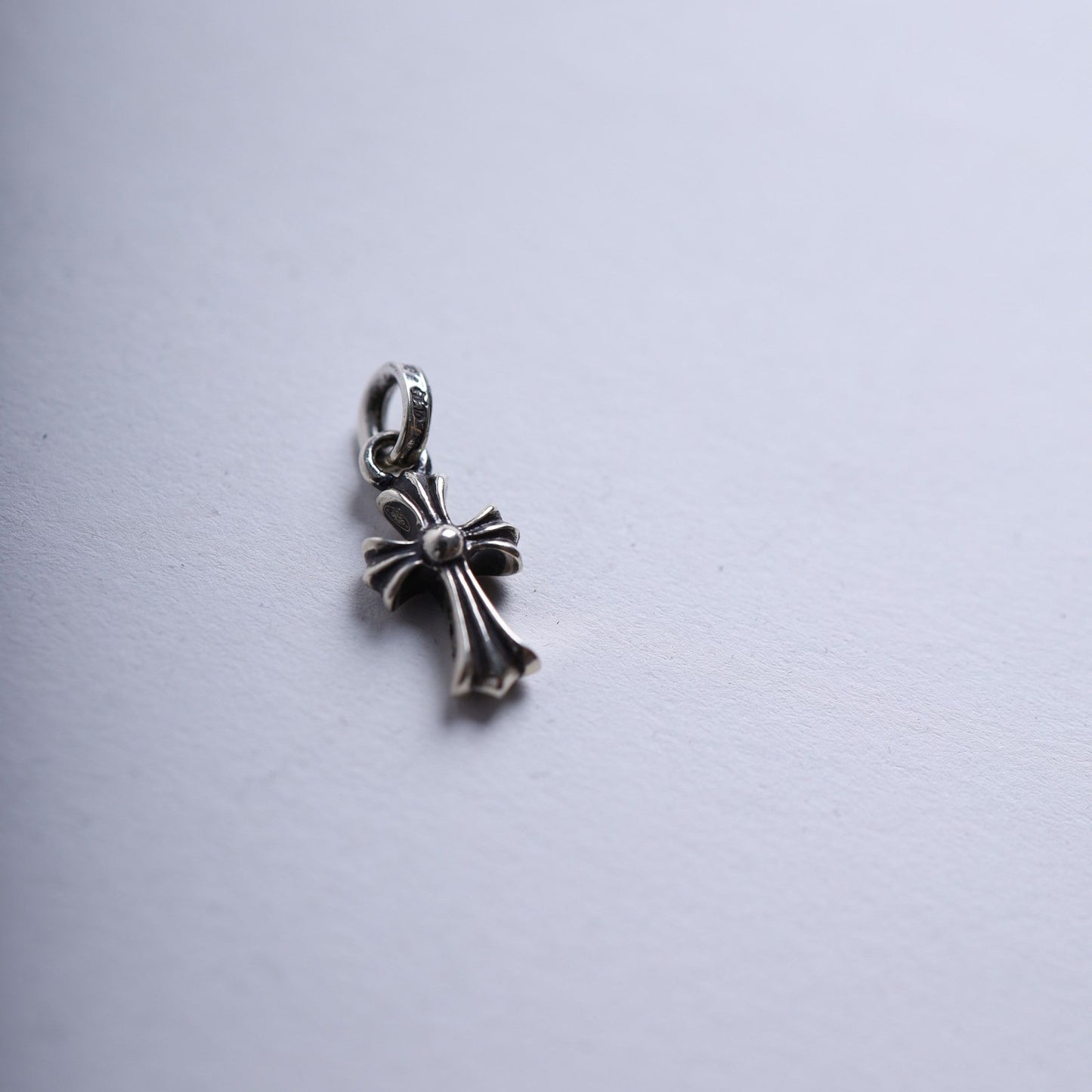 CHROME HEARTS PAVE EMERALD BABY FAT CROSS CHARM PENDANT