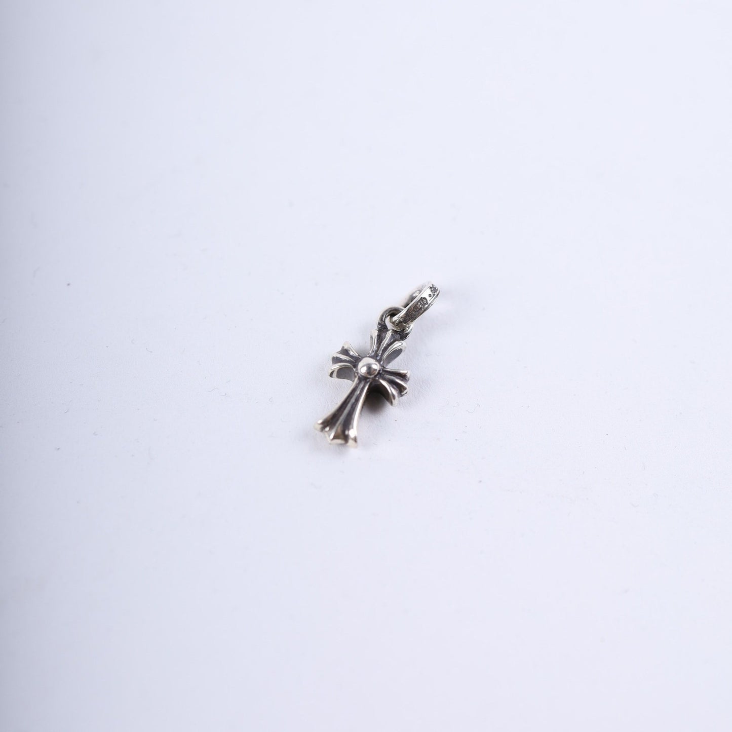 CHROME HEARTS PAVE EMERALD BABY FAT CROSS CHARM PENDANT