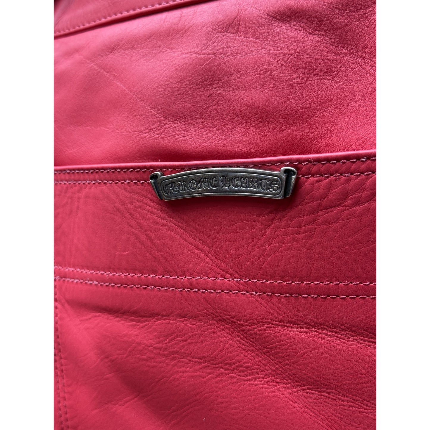 CHROME HEARTS RED LEATHER FLEUR SHORTS RARE