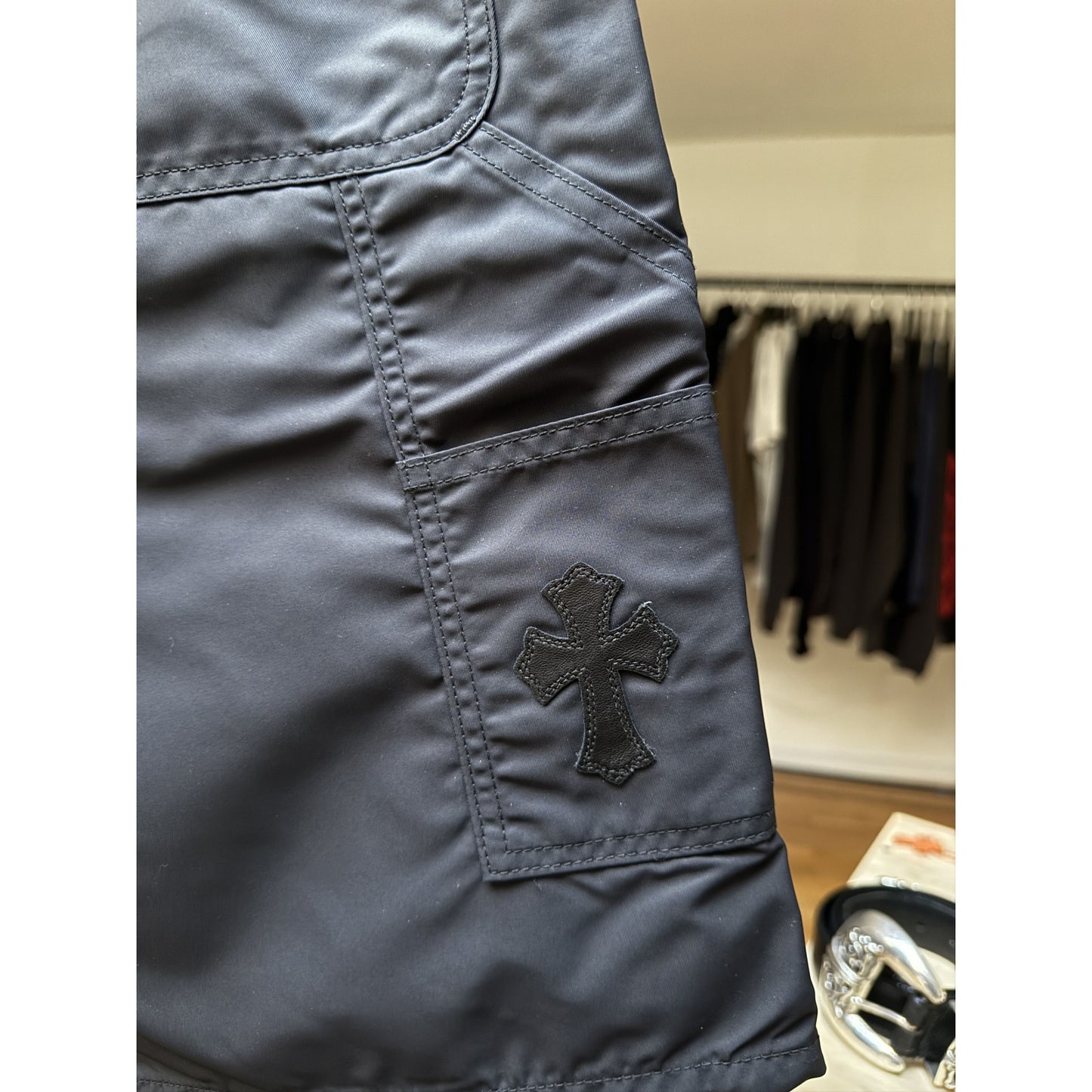 Chrome Hearts Cross Patch Nylon Carpenter Shorts