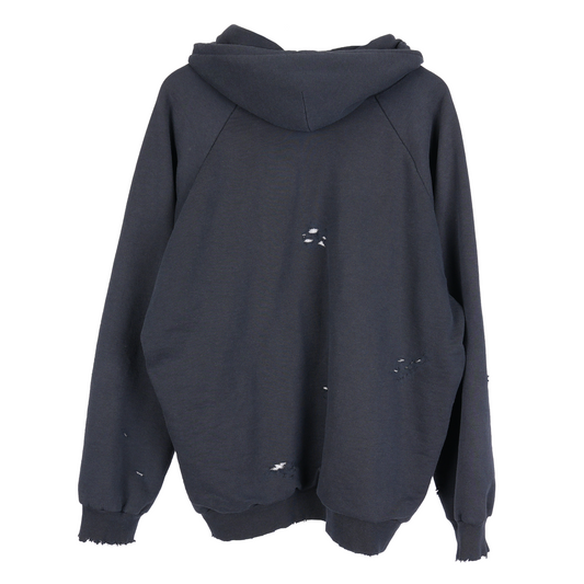 VINTAGE THRASHED BLANK THERMAL LINED ZIP UP HOODIE