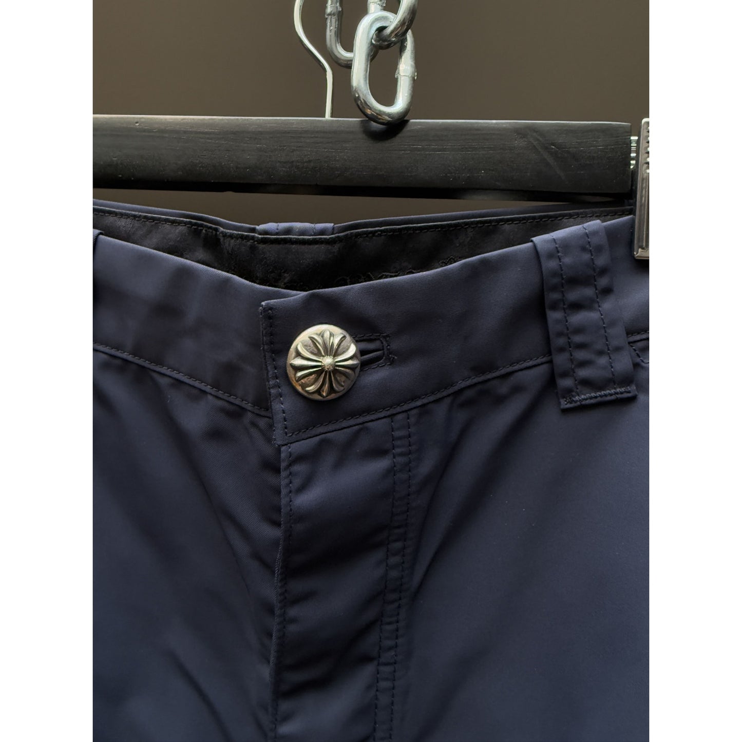 Chrome hearts Leather double knee shorts sz 34 yellow patch