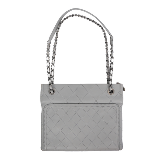 CHANEL GREY QUILTED SIDE PURSE