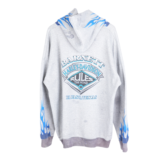 VINTAGE THRASHED HARLEY DAVIDSON BLUE FLAME HOODIE