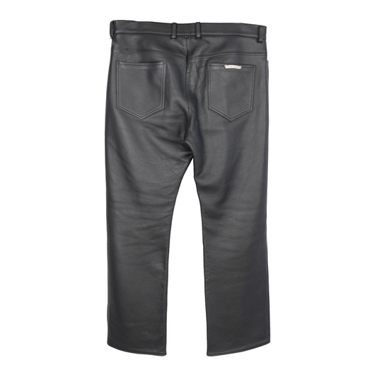 CHROME HEARTS HEAVY BLACK LEATHER PANTS