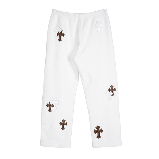 CHROME HEARTS CHEETAH PATENT WHITE PATCH SWEATPANTS