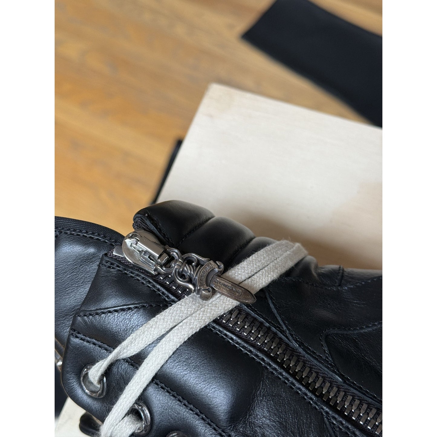 RICK OWENS X CHROME HEARTS BLACK GEOBASKETS SIZE 41