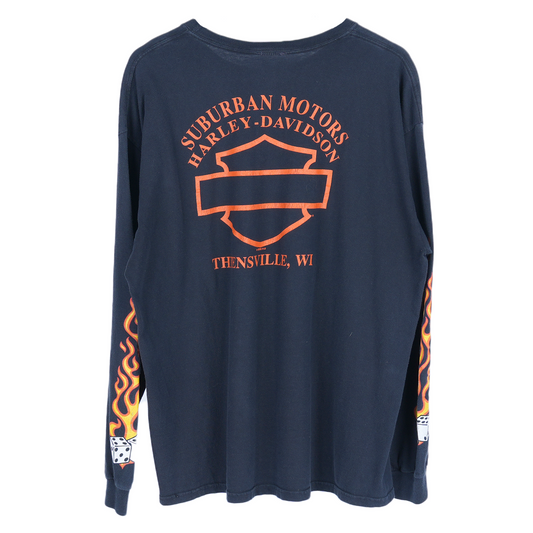 VINTAGE HARLEY DAVIDSON DICE FLAME LONG SLEEVE