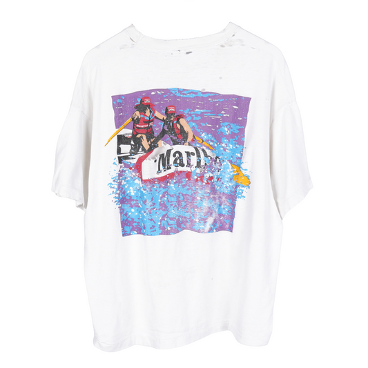 VINTAGE THRASHED WHITE MARLBORO ADVENTURE TEAM TEE