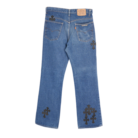 CHROME HEARTS BLACK PATCH DARK WASH LEVIS 517
