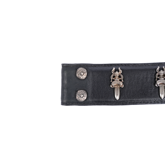 CHROME HEARTS DAGGER EMBELLISHED LEATHER BELT STRAP