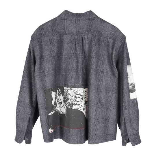 Enfants Riches Déprimés - Printed Patchwork Checked Virgin Wool-Flannel Shirt - Gray