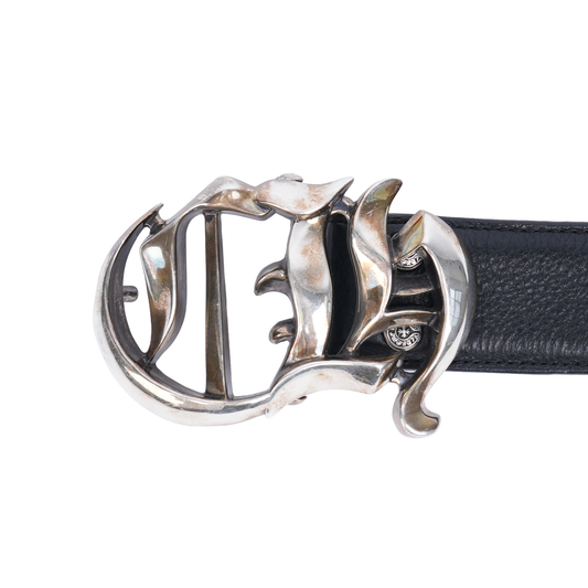 CHROME HEARTS CH LOGO BELT BLACK STUD STRAP