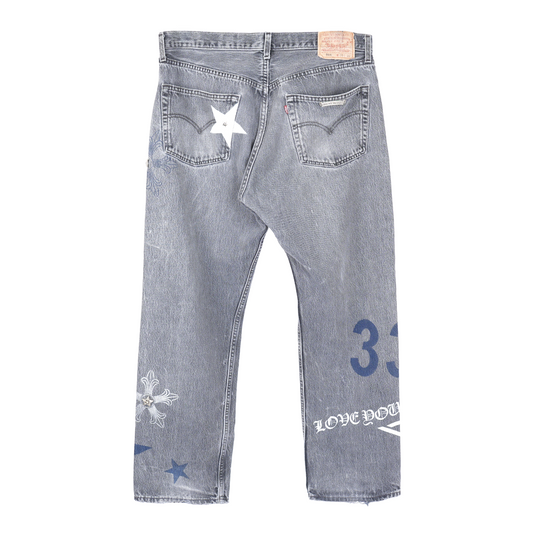 CHROME HEARTS 1/1 STAR STENCIL PANTS WITH HARDWARE