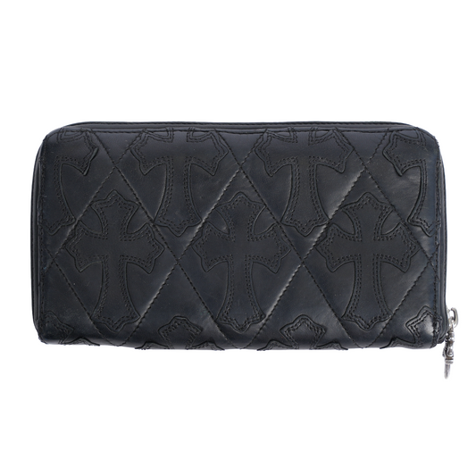 CHROME HEARTS BLACK LEATHER PATCH LONG WALLET