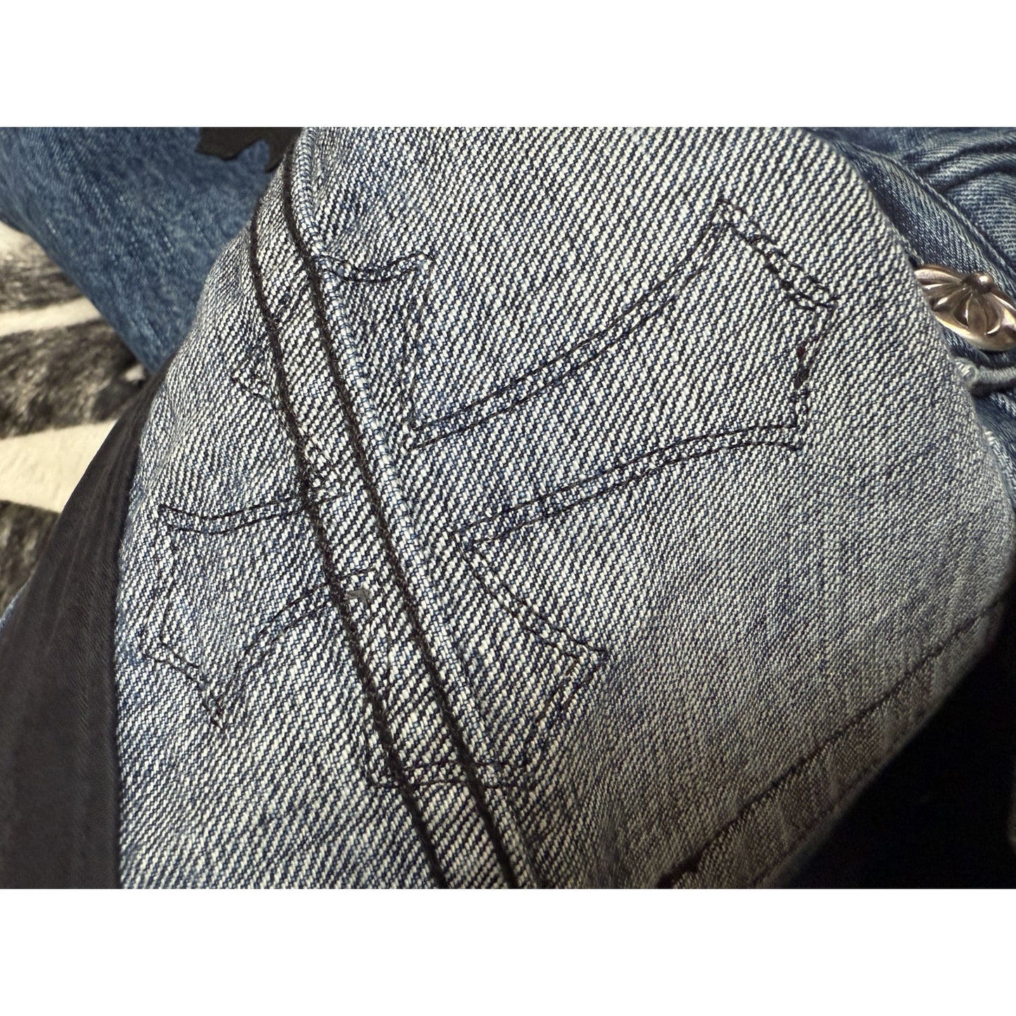 Chrome Hearts Black, White & Brown Patch blue Denim Jeans