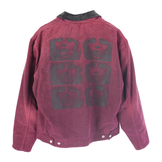 ENFANTS RICHES DEPRIMES Bordeaux Distressed Portrait Denim Jacket