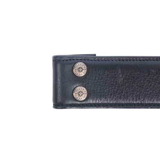 CHROME HEARTS PLAIN BLACK BELT STRAP 1.5" SIZE 36