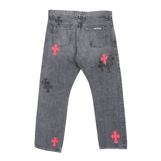 CHROME HEARTS DRAKE CLB RED/BLACK PATCH DENIM