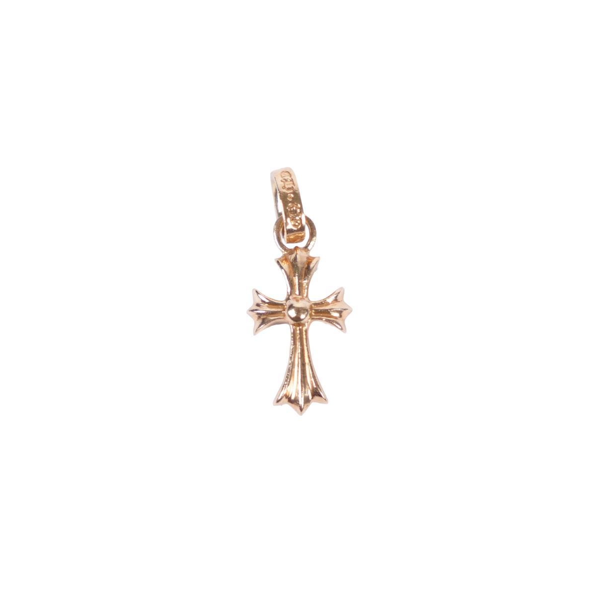 CHROME HEARTS EMERALD BABY FAT CROSS 22K GOLD PENDANT