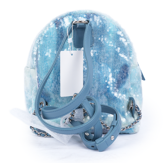CHANEL BLUE 2018 SEQUIN WATERFALL TINY BACKPACK