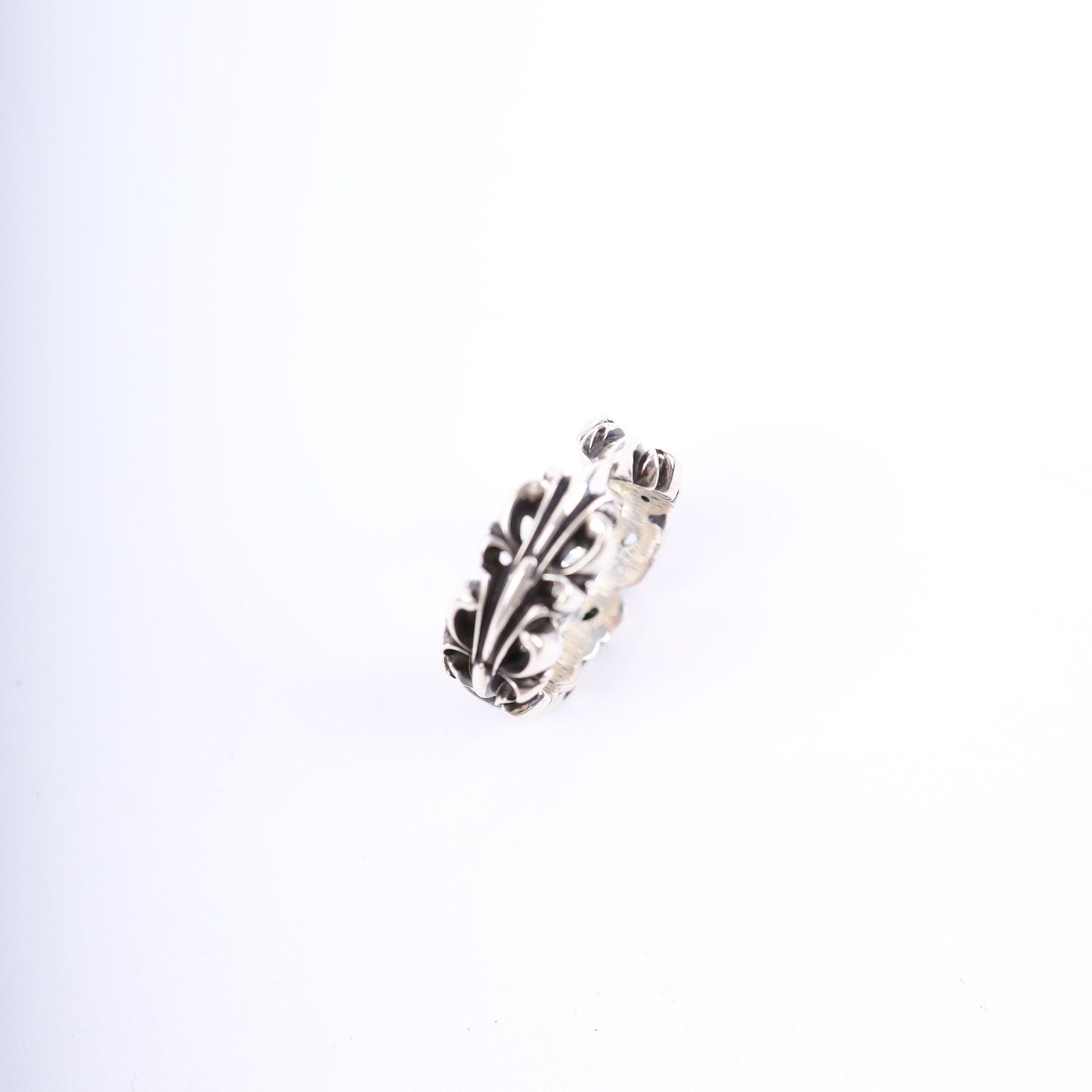 DOUBLE FLORAL CROSS HEART RING