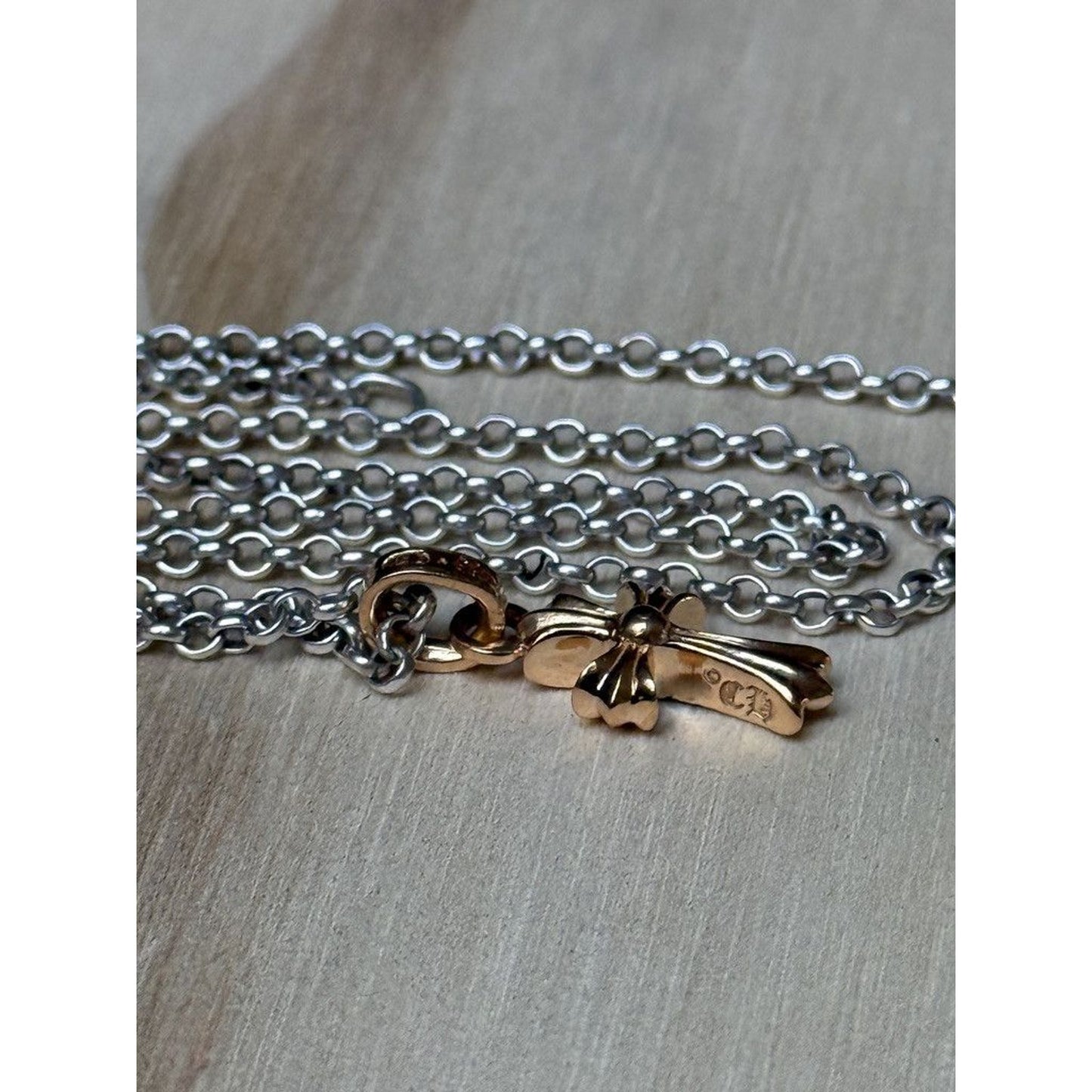 CHROME HEARTS 22K GOLD PAVE RUBY BABY PHAT CROSS PENDANT