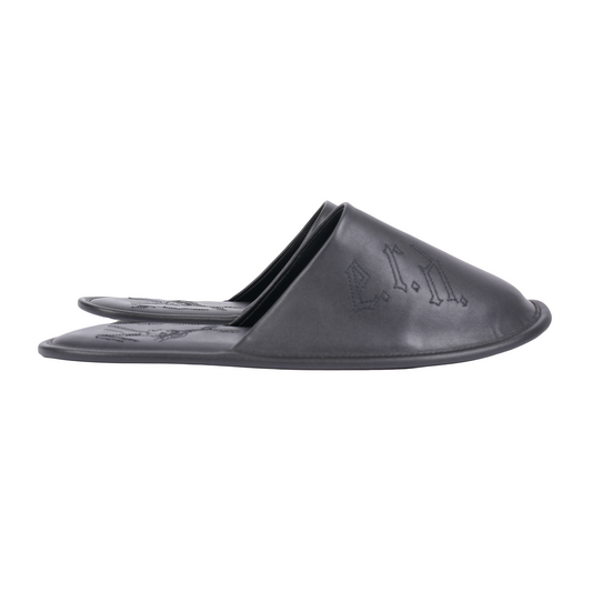 ENFANTS RICHES DÉPRIMÉS BLACK LEATHER HOTEL SLIPPERS