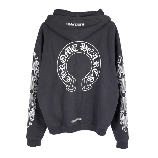 CHROME HEARTS BLACK THERMAL HORSESHOE FLORAL DAGGER ZIP UP
