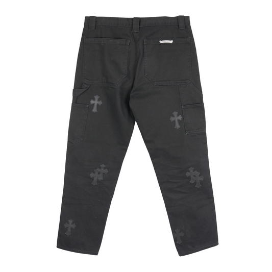CHROME HEARTS BLACK PATCH BLACK DOUBLE KNEE CARPENTERS