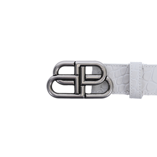 BALENCIAGA BB WHITE CROC BELT