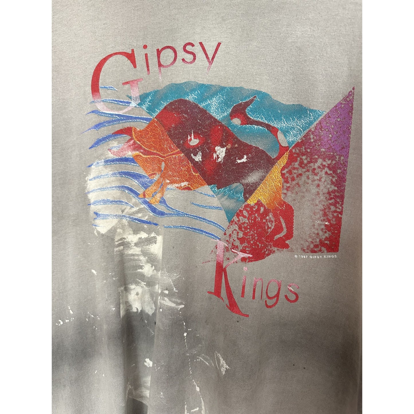 FADED GREY THRASHED GYPSY KINGS VINTAGE TOUR T-SHIRT