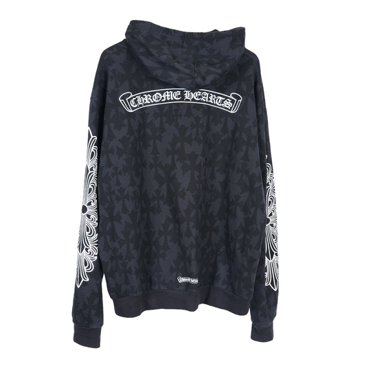 CHROME HEARTS MONOGRAM CROSS PRINT ZIP UP HOODIE