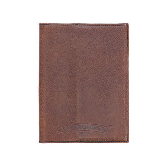 CHROME HEARTS BROWN LEATHER PATCH PASSPORT HOLDER