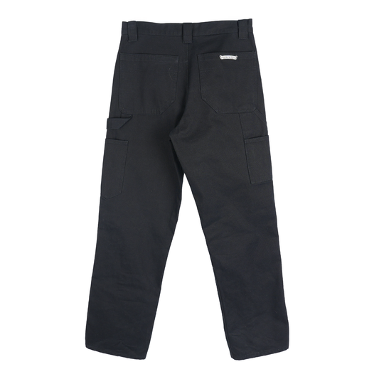 CHROME HEARTS PLAIN BLACK CARPENTER PANTS WITH SILVER HARDWARE