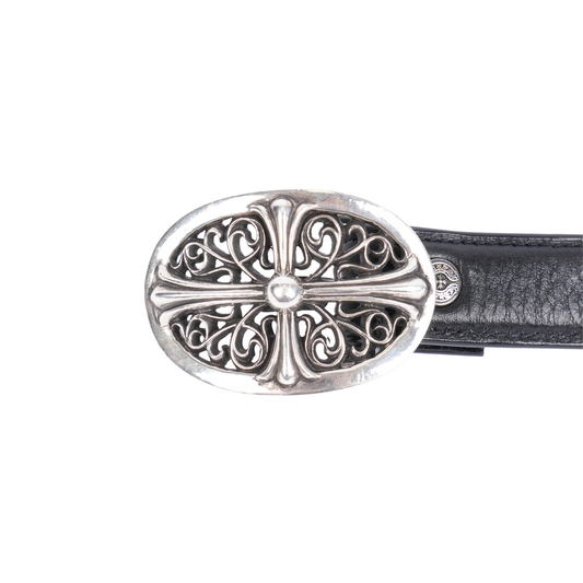 CHROME HEARTS 1 INCH OVAL BUCKLE W BLACK STRAP