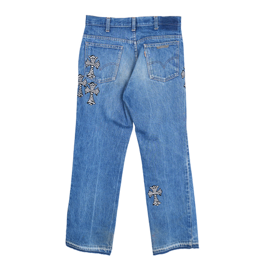 CHROME HEARTS ST BARTH'S ZEBRA SEQUIN PATCH LEVI