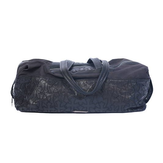 CHROME HEARTS BLACK LEATHER PATCH DUFFLE BAG