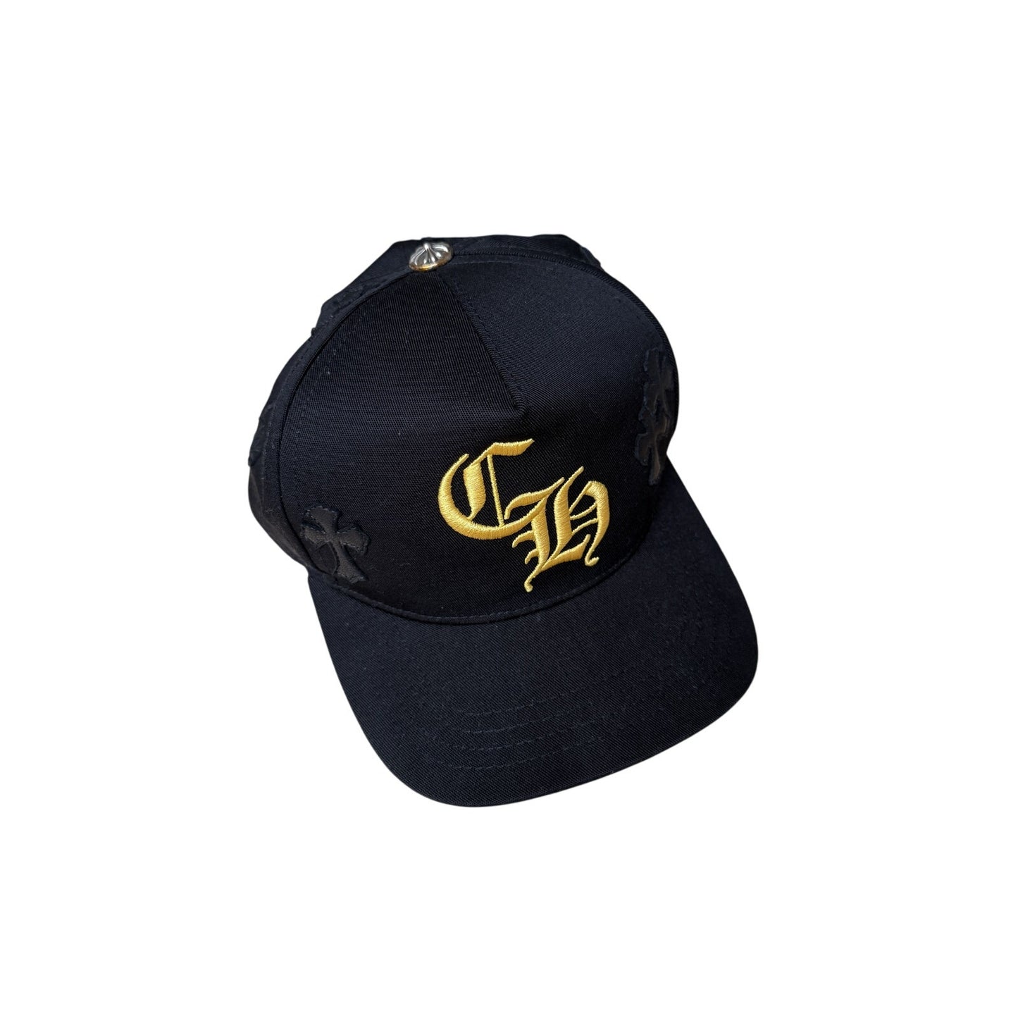 chrome hearts black and yellow patch hat