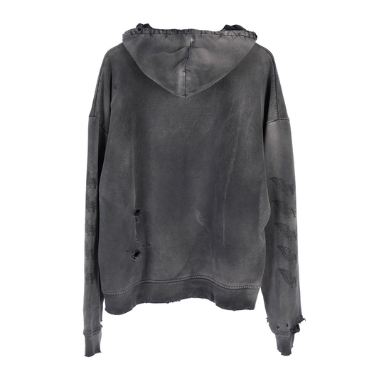 ALEXANDER DIGENOVA BLACK LOGO DISTRESSED PULLOVER HOODIE
