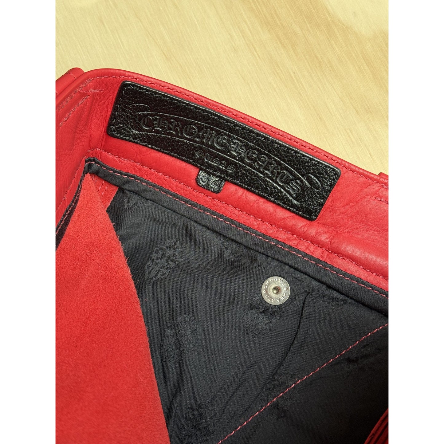 CHROME HEARTS RED LEATHER FLEUR SHORTS RARE