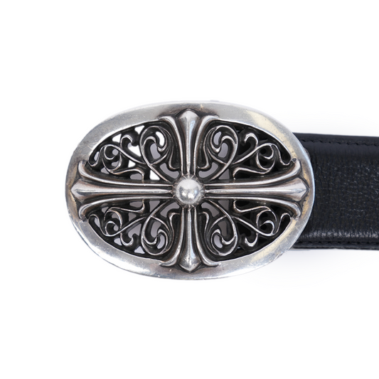 CHROME HEARTS OVAL BUCKLE WITH BLACK STRAP
