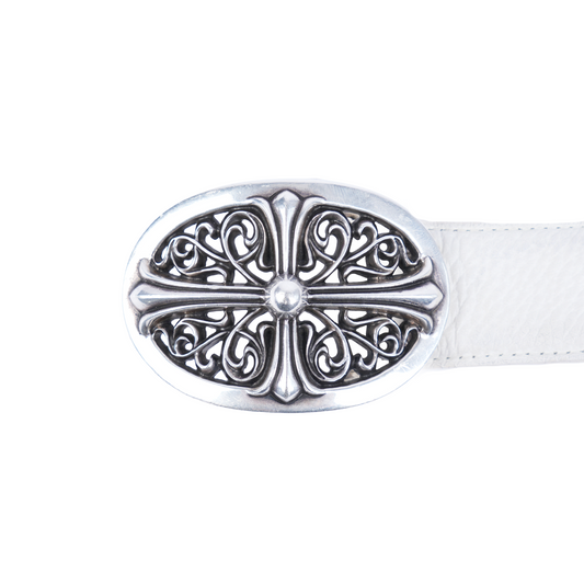 CHROME HEARTS WHITE OVAL BELT