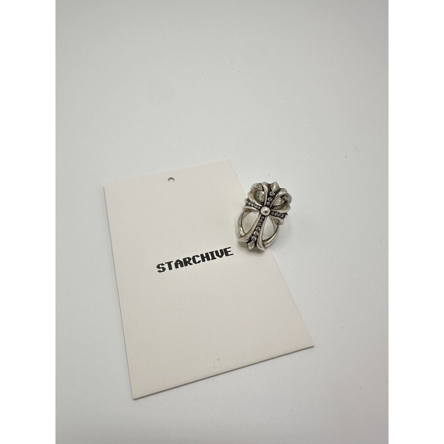 CHROME HEARTS SILVER PAVE DIAMOND INFINITY RING SIZE 8