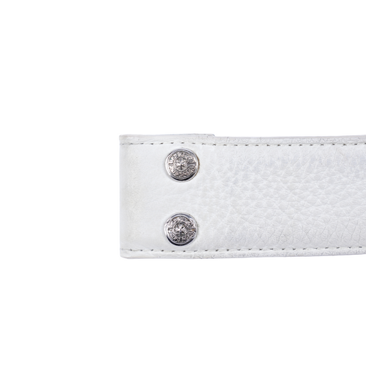 CHROME HEARTS WHITE LEATHER BELT STRAP