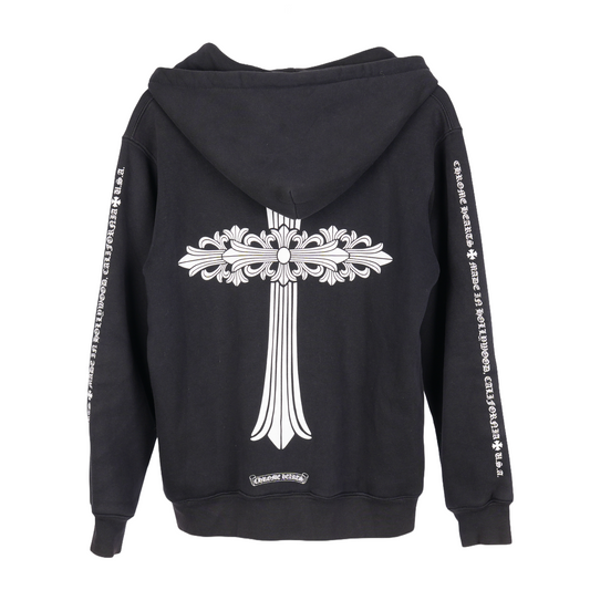 CHROME HEARTS VINTAGE SCRIPT FLORAL CROSS ZIP UP HOODIE