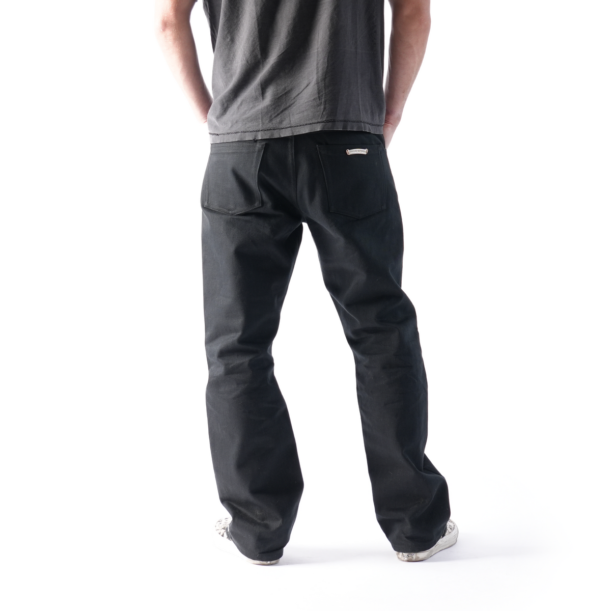CHROME HEARTS FLEUR KNEE BLACK DENIM