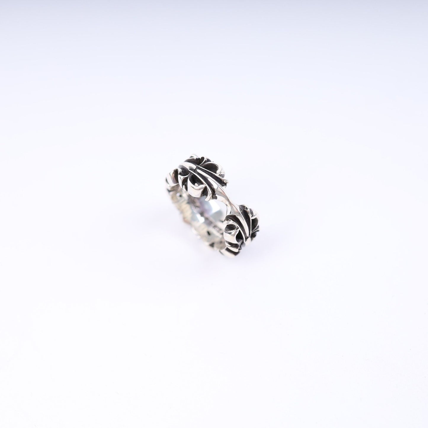 DOUBLE FLORAL CROSS HEART RING