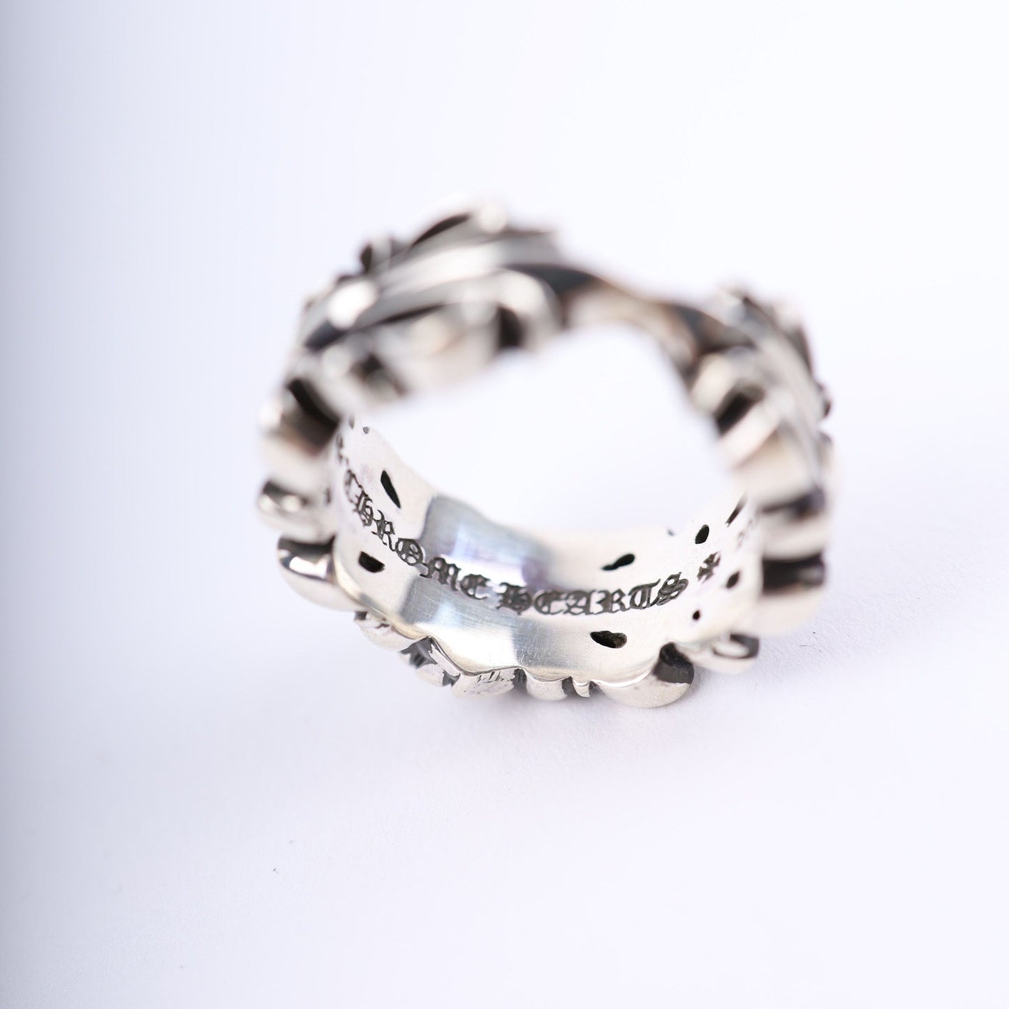 DOUBLE FLORAL CROSS HEART RING